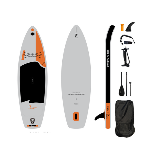 Priority SUP Inflatable Board ISUP Double Chamber  10'6"x32"  Grey