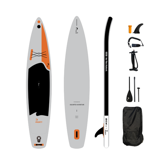 Priority SUP Inflatable Board ISUP Single Chamber  12'6"x29"x 6" 210L Grey