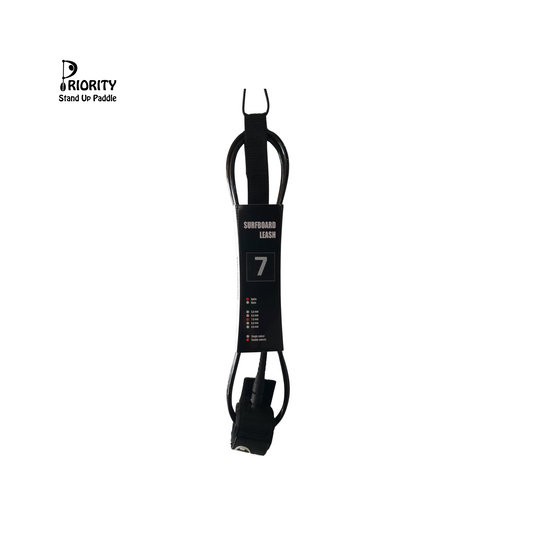 Priority Ankle Cuff Straight Leash  7FT 7.0 mm Double Swivel-Black