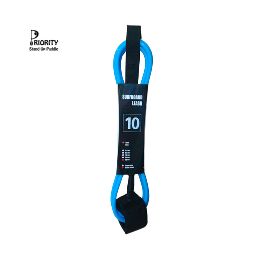 Priority Ankle Cuff Straight Leash 10FT 9.0 mm Double Swivel-Light/Blue