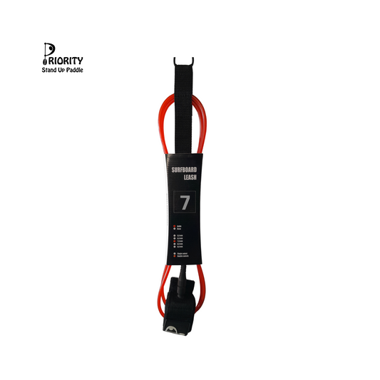 Priority Ankle Cuff Straight Leash 7FT 7.0 mm Double Swivel-Red