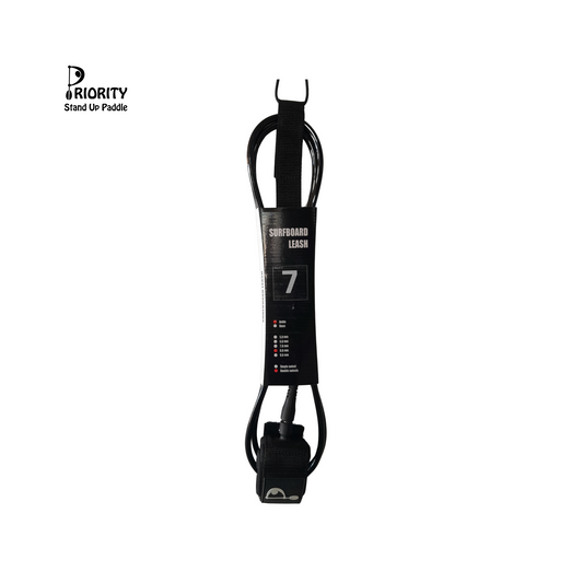 Priority Ankle Cuff Straight Leash  7FT 8.0 mm Double Swivel-Black