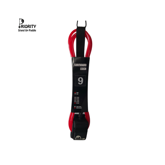 Priority Ankle Cuff Straight Leash 9FT 9.0 mm Double Swivel-Red