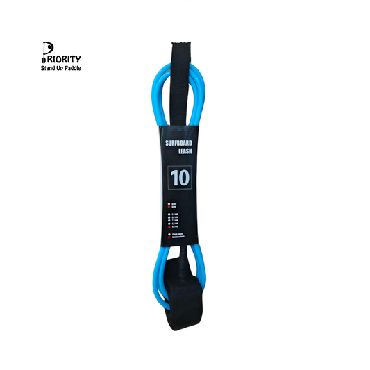 Priority Calf Cuff Straight Leash 10FT 9.0 mm Double Swivel-Light/Blue