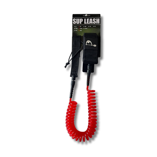 Priority Calf Cuff Coiled Leash  9FT 8.0 mm Double Swivel-Red
