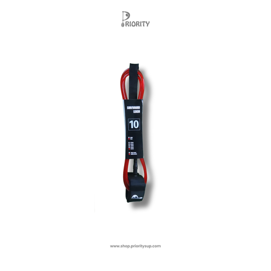 Priority Calf Cuff Straight Leash 10FT x 9.0mm – Premium SUP Straight Leash | Heavy-Duty Strength with High-Comfort Calf Strap for Touring & Surf